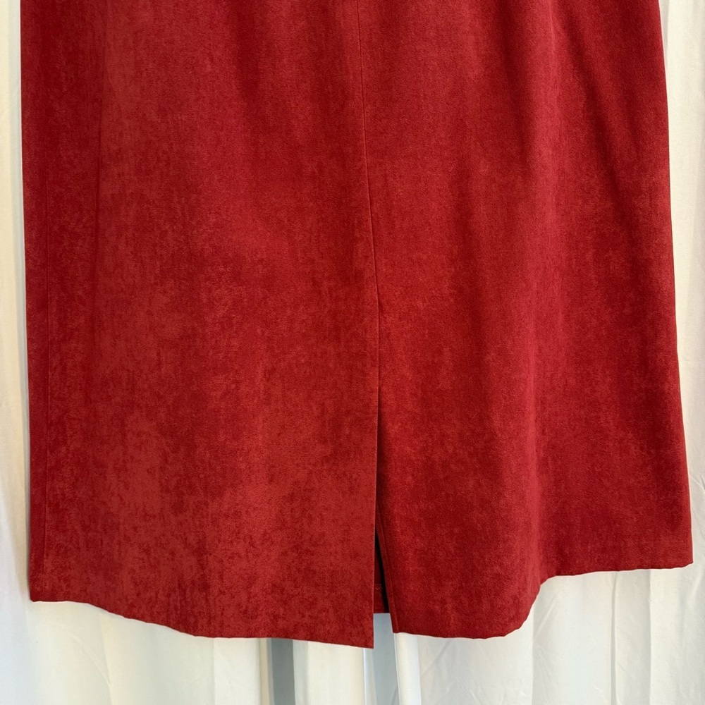 Burgundy Faux Suede Midi Skirt A Line High Waist Women’s Petite 16 Fall - Picture 8 of 10